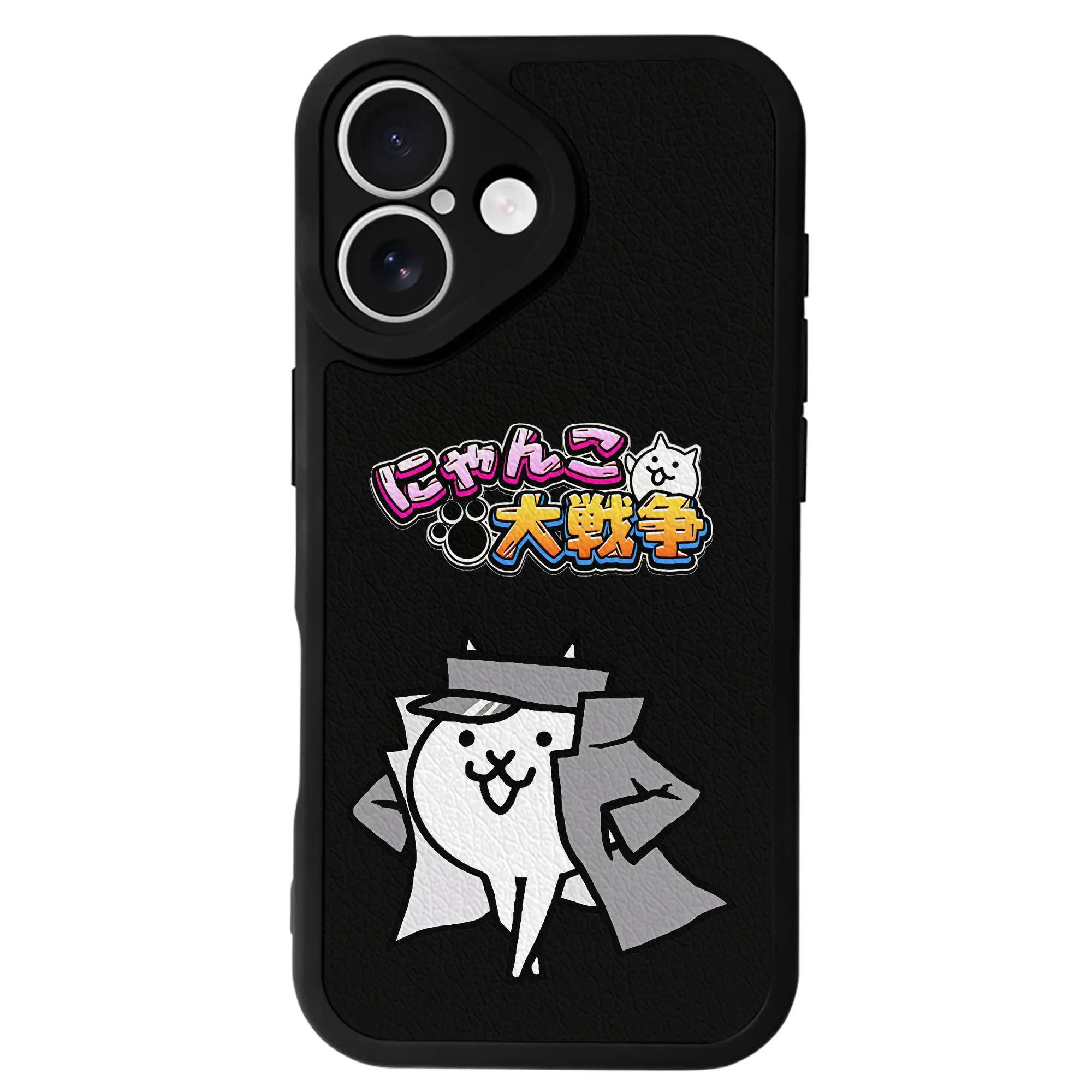 にゃんこ大戦争 グッズ - IPhone 16シリーズ対応 ・ シリコンスマホケース ・ レザー調 ・ 高精度フィット ・ 耐衝撃 ・ ワイヤレス充電対応 ・ 精密カット